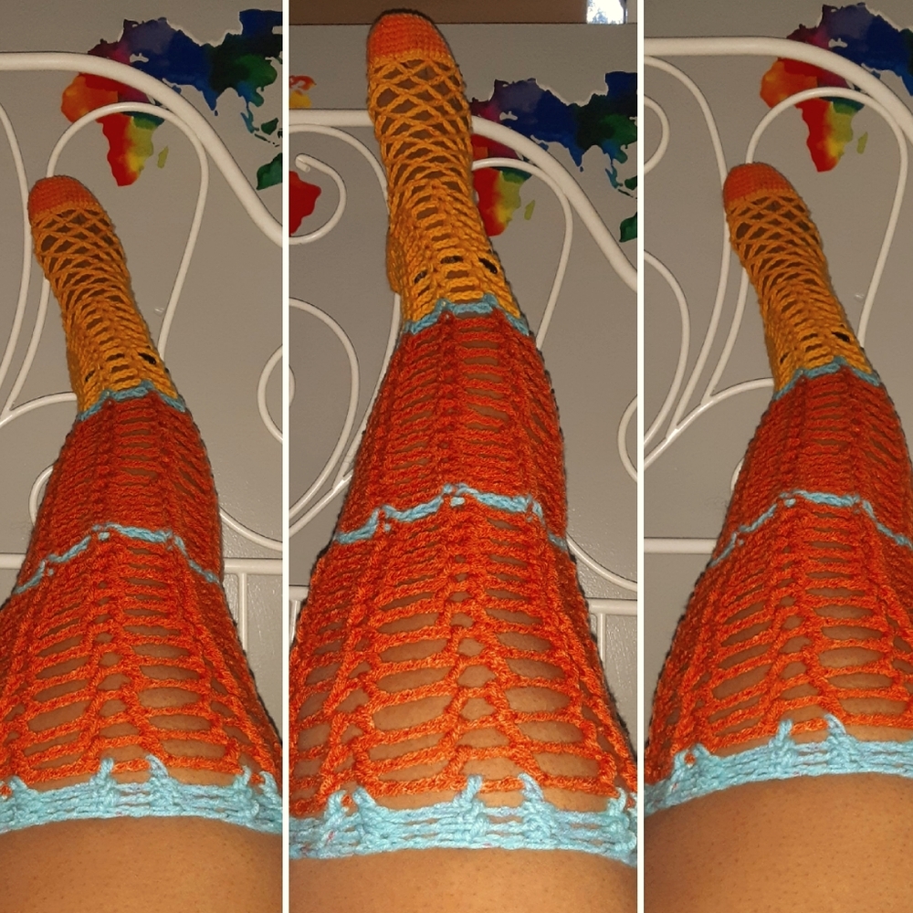 Crochet Lace Thigh High Socks